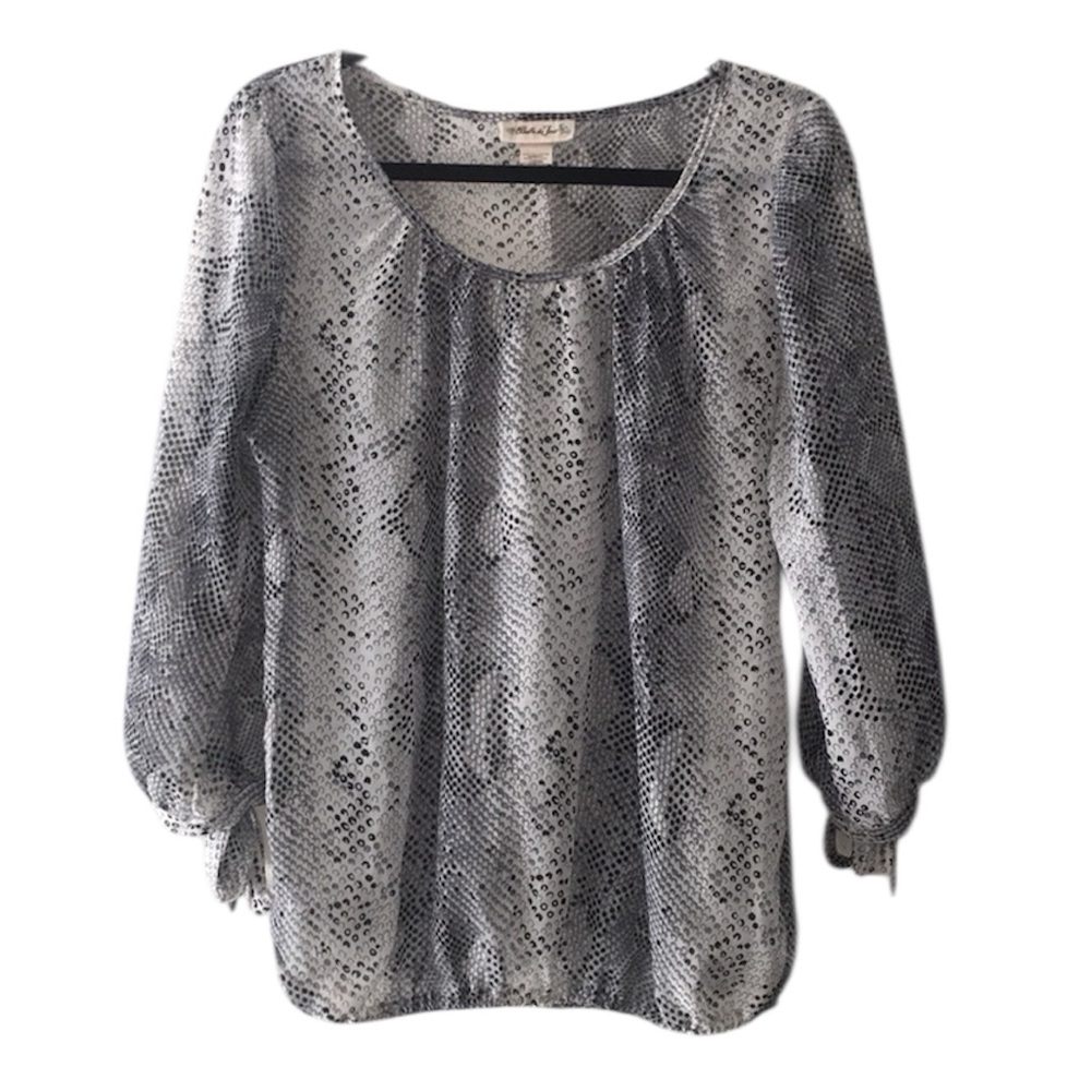 Belle Du Jour snakeskin print sheer blouse